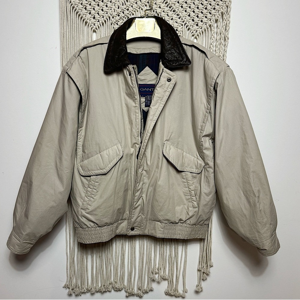 GANT Vintage Rugger Utility Field jacket 100% cotton & Genuine LeatherSize Large